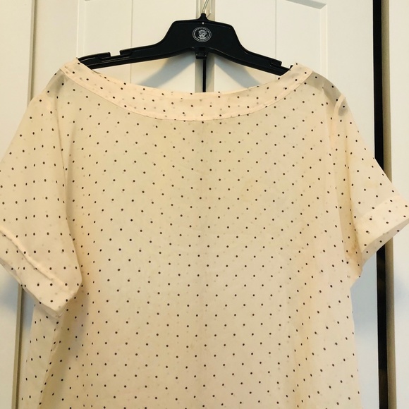 American Apparel Chiffon Cream Polka Dot Blouse - Picture 2 of 2